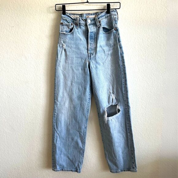 LEVI'S Ribcage Straight Ankle High Rise Denim Jeans Pants Womens 26 - Picture 3 of 10
